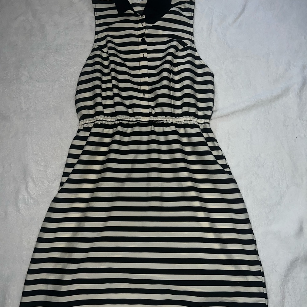 Black and White Striped Sleeveless Dress